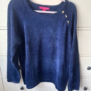 NWOT Lilly Pulitzer Low Tide Navy Pippin Sweater with Button Detail